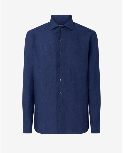 Corneliani Blue Pure Linen Shirt for men