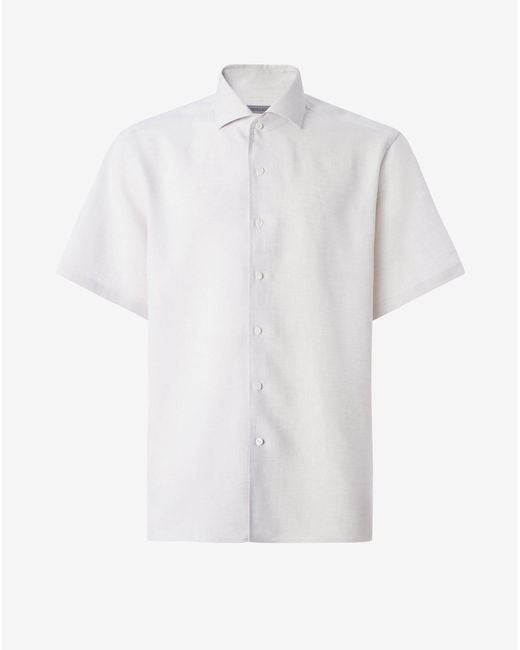 Corneliani White Chambray Linen Shirt for men