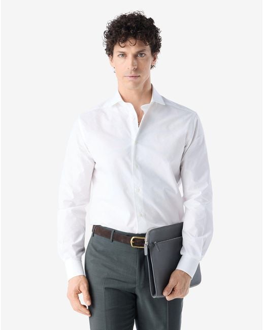 Corneliani White Popeline Cotton Shirt for men