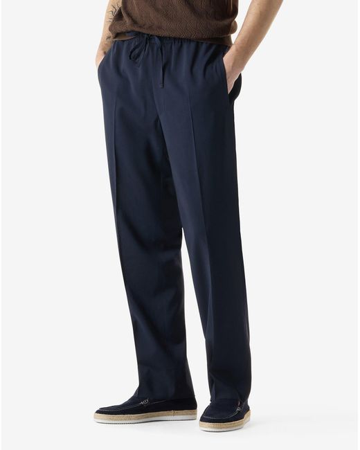 Corneliani Blue 120's Stretch Wool Trousers for men