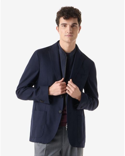 Corneliani Blue Pure Wool Jacket With Inner Vest for men