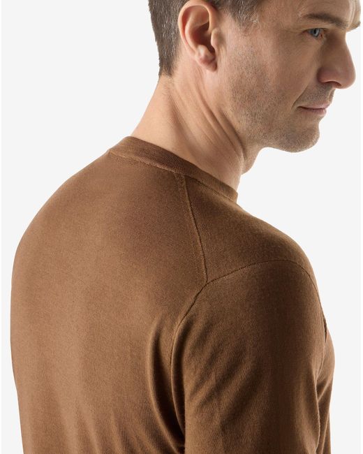 Corneliani Brown Crew Neck Pure Wool Knitwear for men