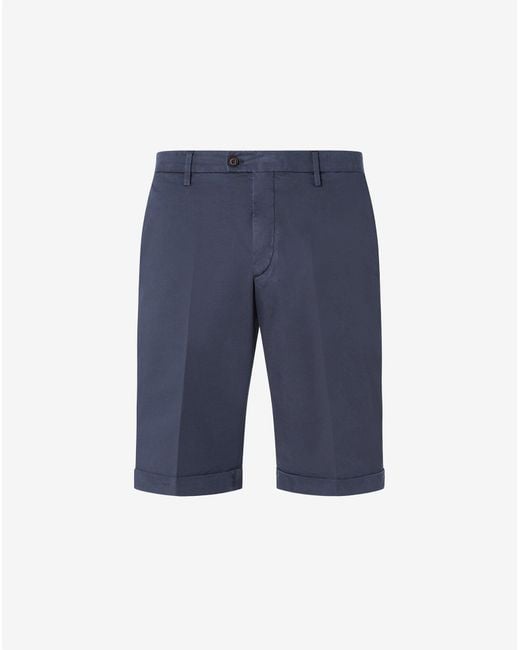 Corneliani Blue Garment-Dyed Stretch Cotton And Lyocell Bermuda Shorts for men
