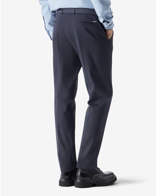 Corneliani Blue Stretch Cotton Gabardine Chino Trousers for men