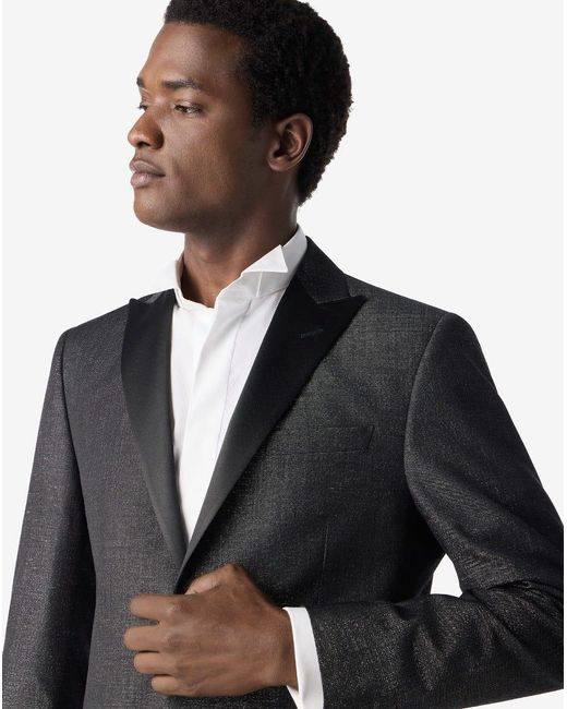 Corneliani Black Lamé Wool Tuxedo Jacket for men