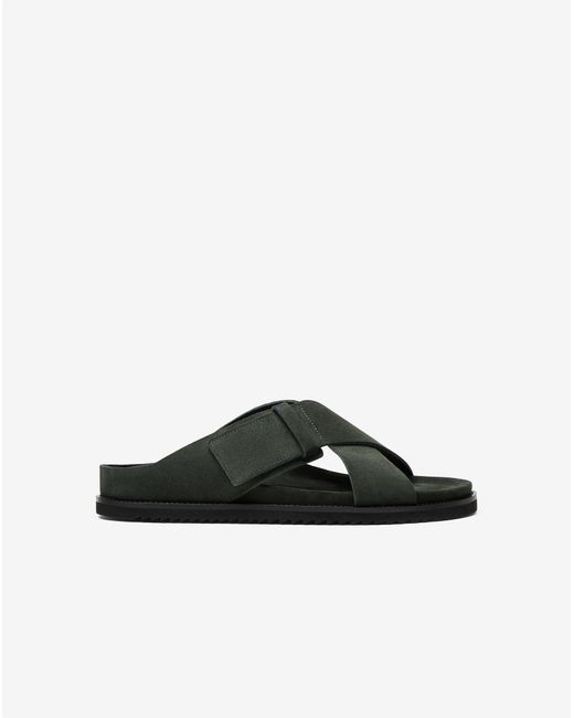 Corneliani Green Dark Sandals With Suede Crossover Straps for men