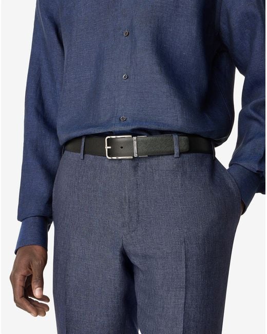 Corneliani Black Taupe Leather Belt for men