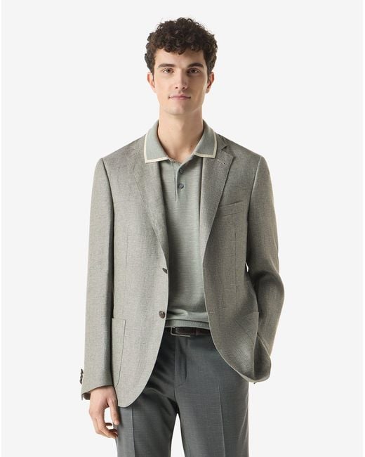 Corneliani Gray Linen And Lyocell Jacket for men