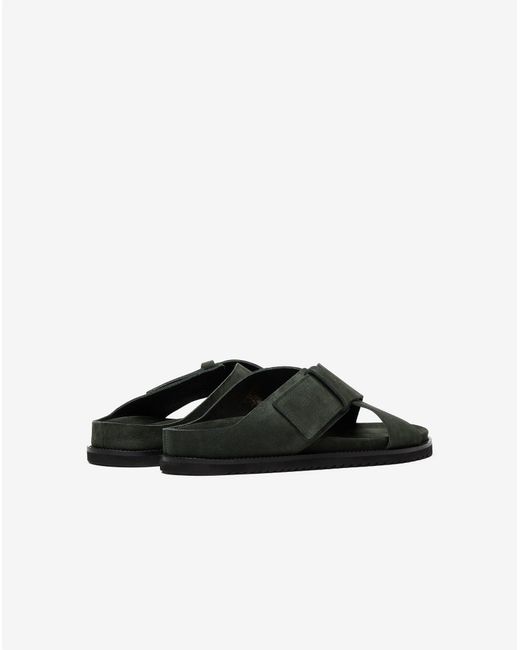 Corneliani Green Dark Sandals With Suede Crossover Straps for men