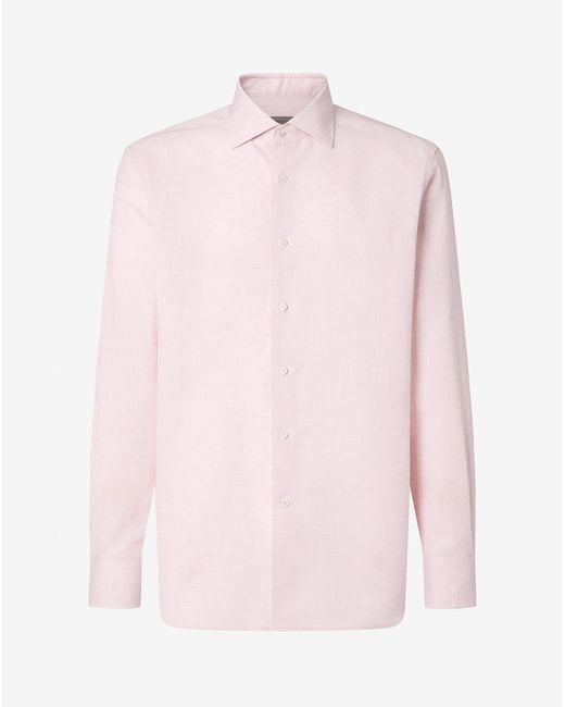 Corneliani Pink Chambray Linen Shirt for men