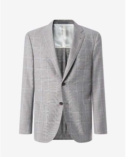 Corneliani Gray Glen Plaid Extra Fine Wool Jacket for men