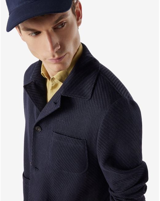 Corneliani Blue Linen And Silk Jersey Jacket for men