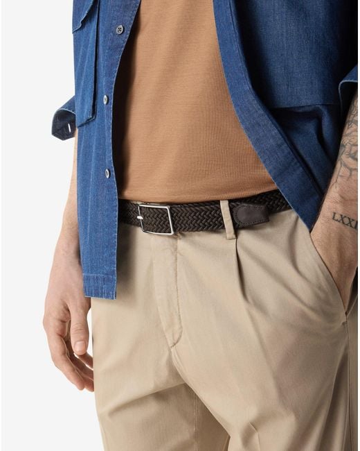 Corneliani Brown Braided Waxed Cotton Belt for men
