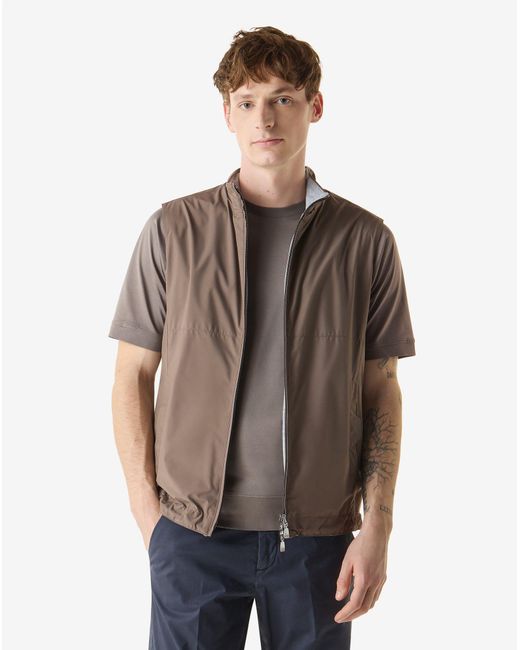 Corneliani Brown Technical Poplin Gilet for men