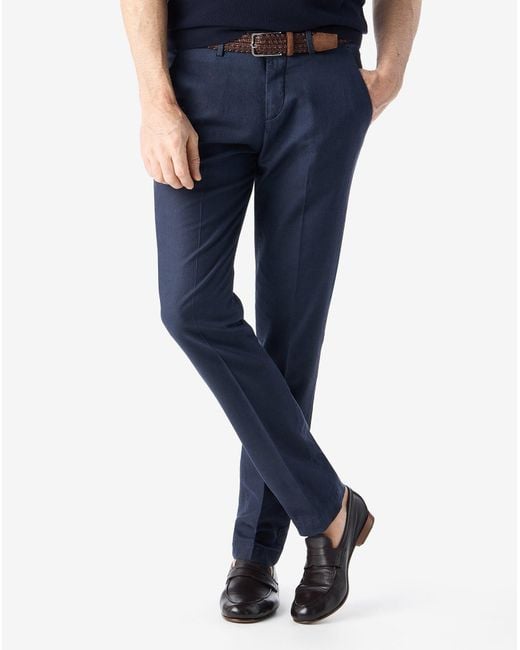 Corneliani Blue Garment-Dyed Canvas Trousers for men