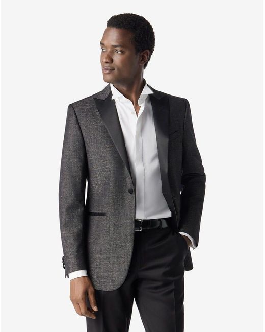 Corneliani Black Lamé Wool Tuxedo Jacket for men