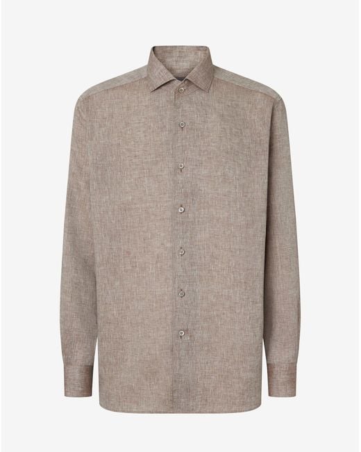 Corneliani Gray Pure Chambray Linen Shirt for men