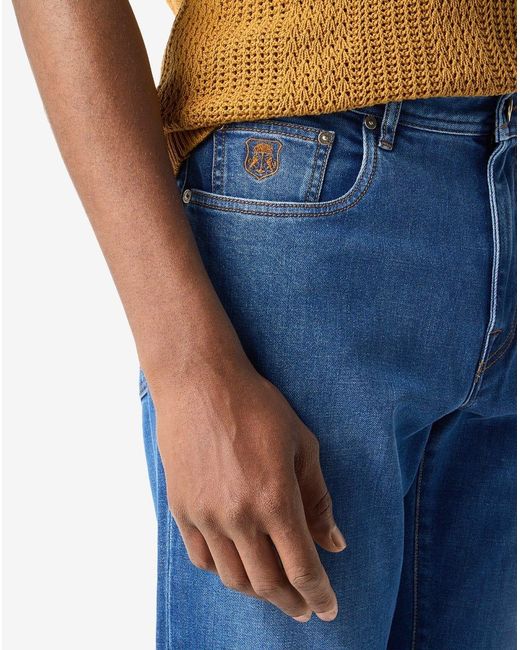 Corneliani Blue 5-Pocket Trousers Made From Stretch Denim for men