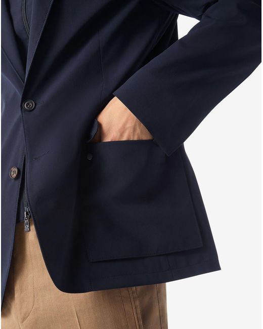 Corneliani Blue Dark Technical Wool Fabric Jacket for men