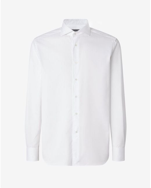 Corneliani White Shirt With Cotton Honeycomb Micro Pattern for men