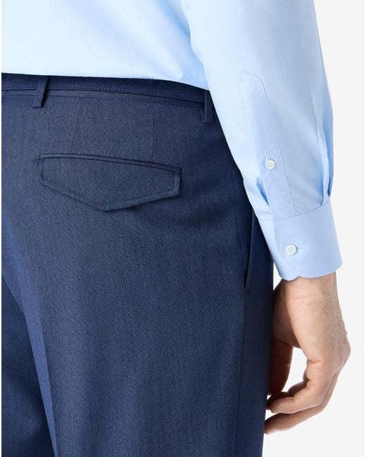 Corneliani Blue Wool, Silk And Mohair Single-Dart Trousers for men