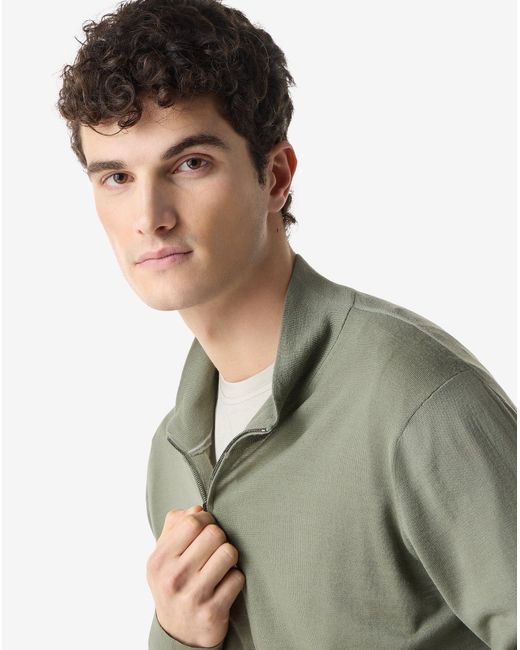 Corneliani Green Full-Zip Pure Merino Wool Sweatshirt for men