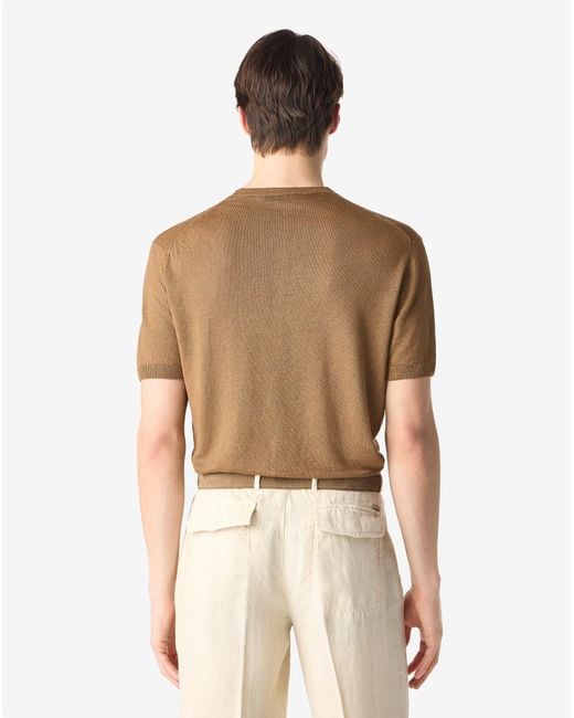 Corneliani Brown Pure Linen Crew Neck Knitwear for men
