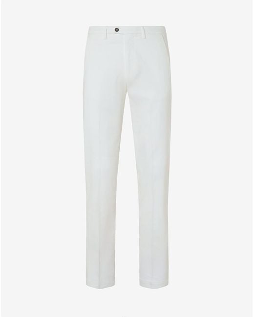 Corneliani White Stretch Gabardine Chinos for men