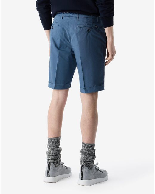 Corneliani Blue Garment-Dyed Aviator Gabardine Bermuda Shorts for men