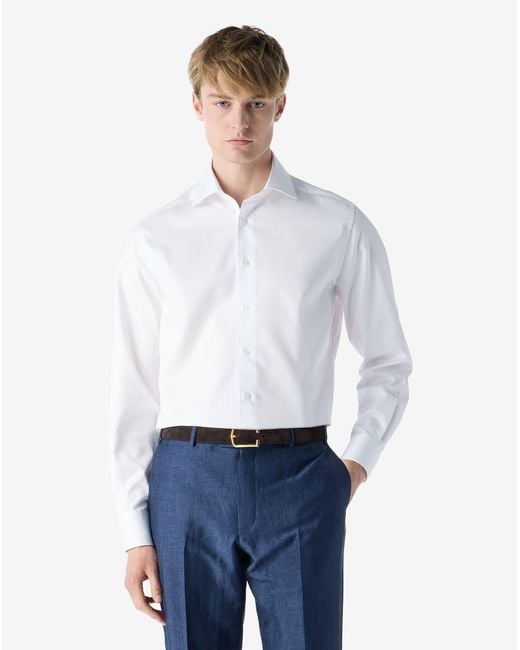 Corneliani White Textured Cotton Shirt for men