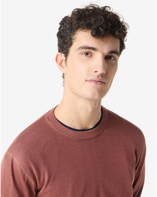 Corneliani Red Bordeaux Crew Neck Pure Wool Knitwear for men