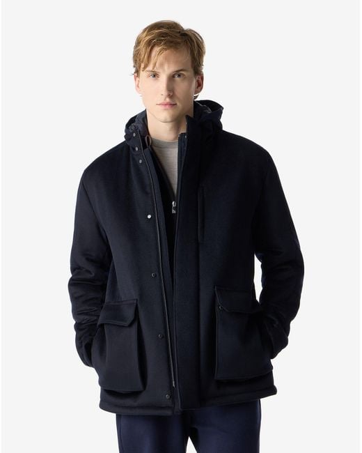 Corneliani Blue Melange Cashmere Blend Field Jacket for men