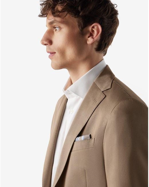 Corneliani Natural Hazelnut Wool And Cotton Suit for men