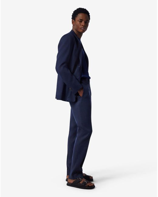 Corneliani Blue Linen, Wool And Mohair Chinos for men