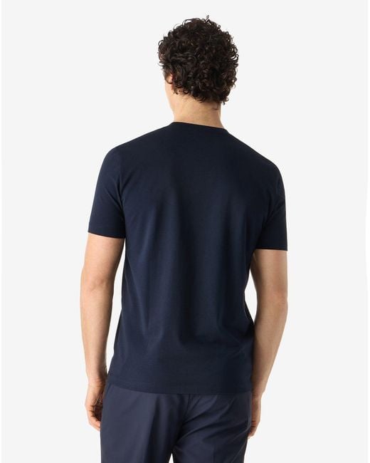 Corneliani Blue Crew Neck Stretch Cotton T-Shirt for men