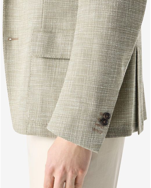 Corneliani Natural Light Wool, Silk And Stretch Cotton Jacket for men