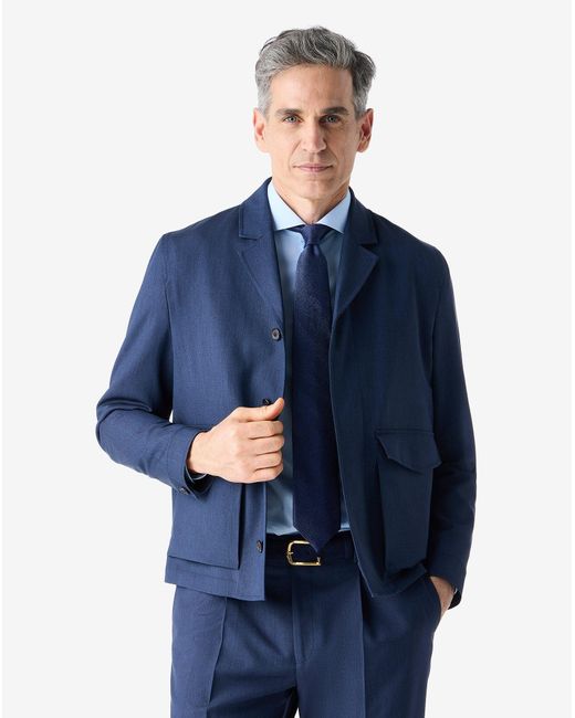 Corneliani Blue Wool, Silk And Mohair Overshirt for men