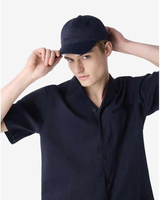 Corneliani Blue Linen, Wool And Mohair Baseball Cap for men