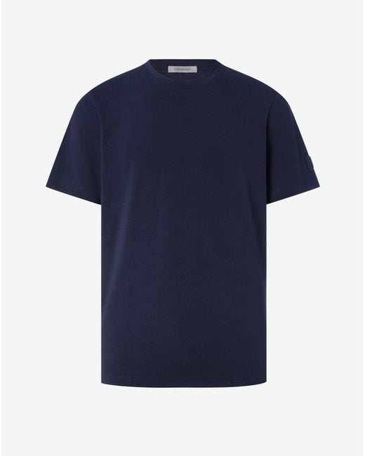 Corneliani Blue Crew Neck Stretch Cotton T-Shirt for men