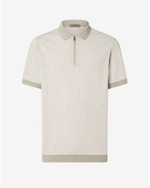 Corneliani White And Zipped Cotton Polo Shirt for men