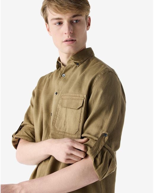 Corneliani Brown Pure Linen Shirt for men