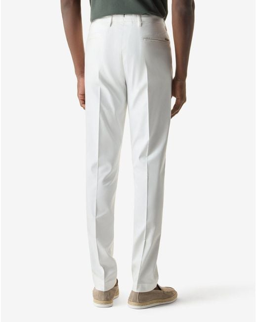 Corneliani White Stretch Gabardine Chinos for men
