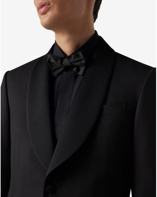 Corneliani Black 3D Chevron Wool Tuxedo Jacket for men