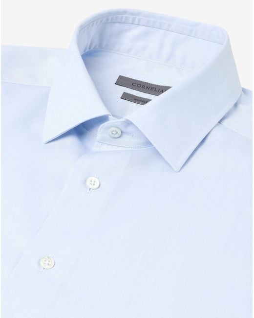 Corneliani Blue Cotton Twill Shirt for men
