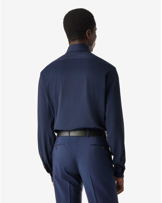 Corneliani Blue Bi-Elastic Fabric Shirt for men