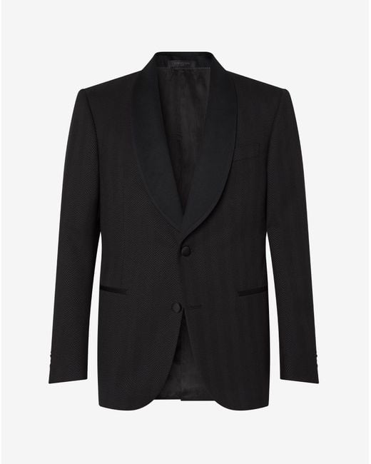 Corneliani Black 3D Chevron Wool Tuxedo Jacket for men