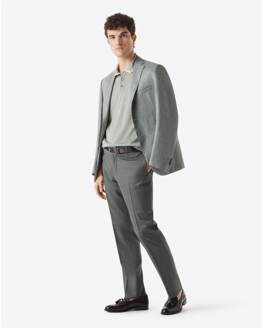 Corneliani Gray Stretch Wool And Linen Suit for men