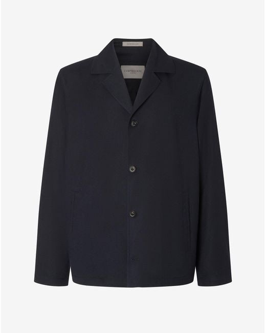 Corneliani Blue 160's Wool Overshirt for men