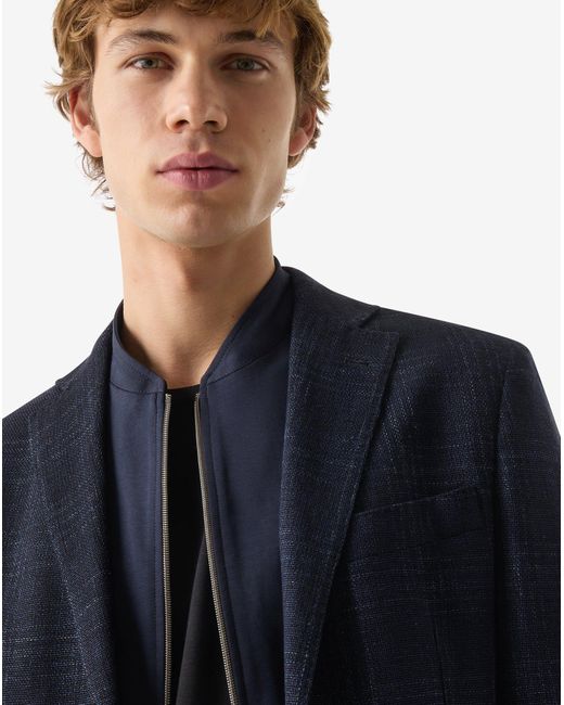 Corneliani Blue Wool And Linen Jacket With Inner Vest for men