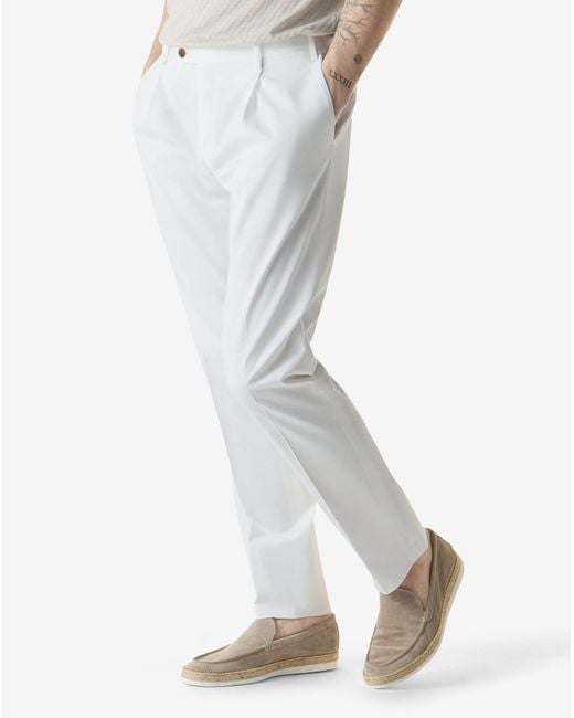 Corneliani White Single-Pleat Stretch Cotton Gabardine Trousers for men